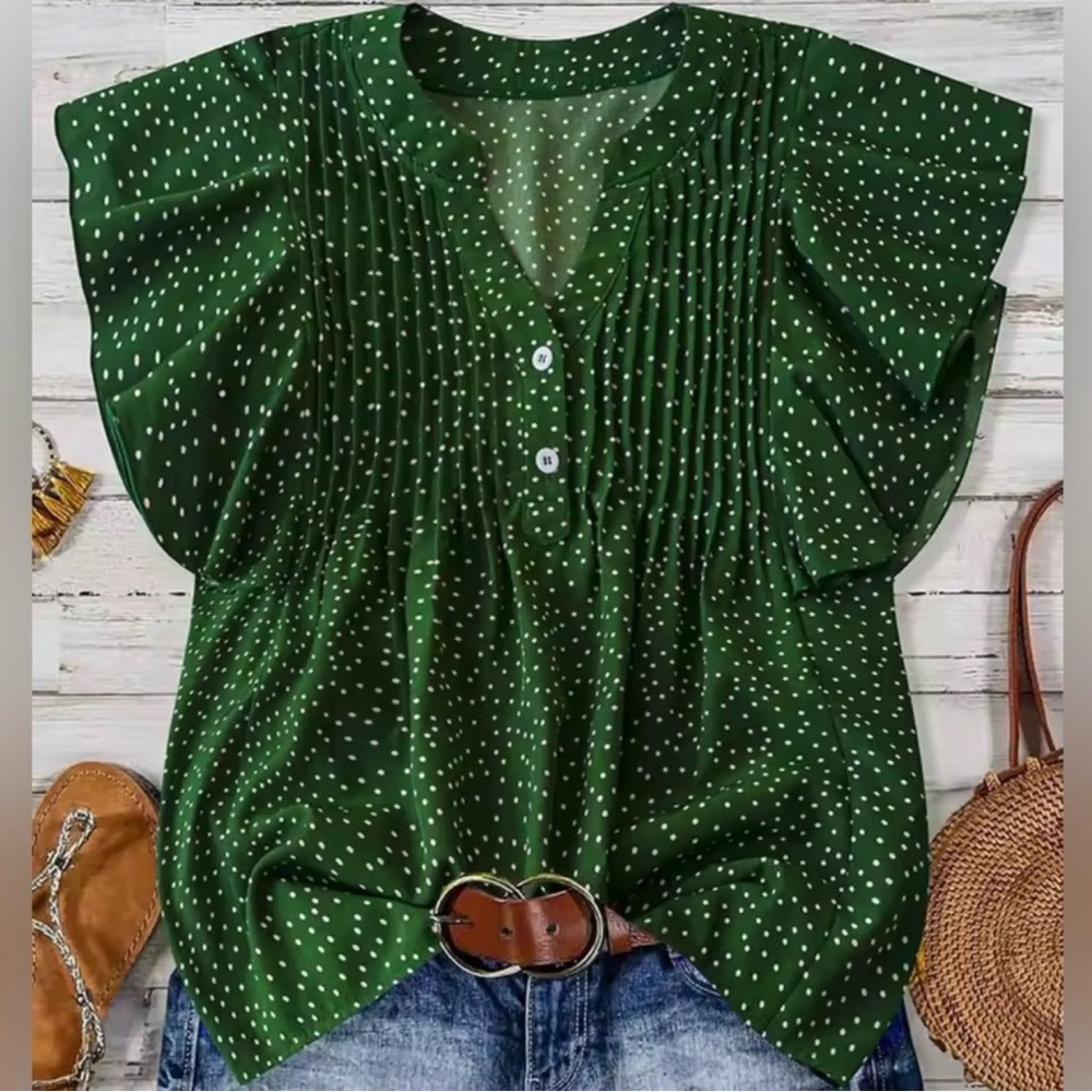 Green Polka Dot Women's Top